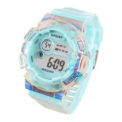 GENERICO - RELOJ VERDE TORNASOL REDONDO DIGITAL DEPORTIVO PARA MUJER + CAJA