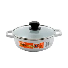 IMUSA - Caldero Tapa de Vidrio 24 cm 3,5 Litros Aluminio Fundido