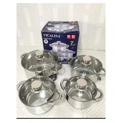 GENERICO - OLLAS ACERO QUIRURGICO TERMODIFUSOR 8 PIEZAS