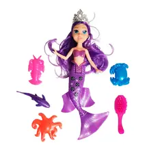 GENERICO - Muñeca Princesa Sirena Con Peine + Animales Marinos Juguete