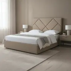 MUEBLES FIOTTI - Cabecero cama queen Beige tapizado formas Uddine 170 cm