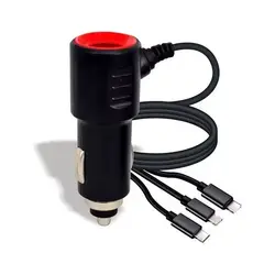 GENERICO - Cargador Plug In de Carro YY-D03 con Cables Tipo C iPhone V8