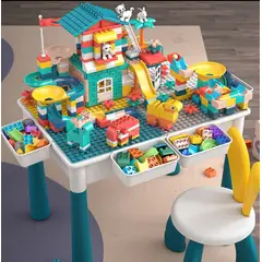 GENERICO - Mesa Didactica Y Sensorial 6 En 1 + Bloques Construccion x +400 Piezas