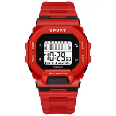 DIGITAL - RELOJ ROJO CUADRADO DEPORTIVO PARA HOMBRE + CAJA