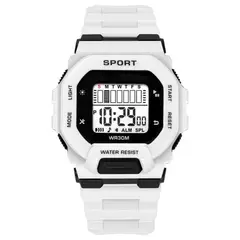 DIGITAL - RELOJ BLANCO CUADRADO DEPORTIVO PARA HOMBRE + CAJA
