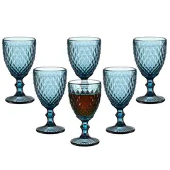 OCT GLASSWARE - SET 6 COPAS VINO AGUA BARROCO 11 ONZ AZUL