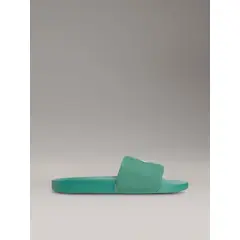 CALVIN KLEIN - Sandalias verde deslizantes con monograma