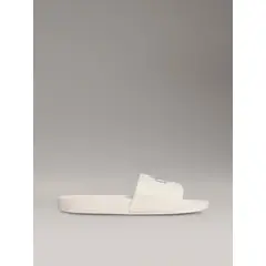CALVIN KLEIN - Sandalias beige deslizantes con monograma