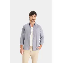 VELEZ - Vélez Camisa Oxford Manga Larga Calagua Hombre Semifitted Azul Oscuro