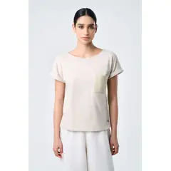 VELEZ - Vélez Camiseta Manga Corta Para Mujer Bolsillo Cuero Arena