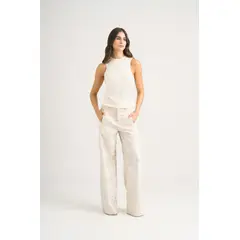 VELEZ - Vélez Top Tank Tejido Rectilíneo Para Mujer Manga Sisa Crema