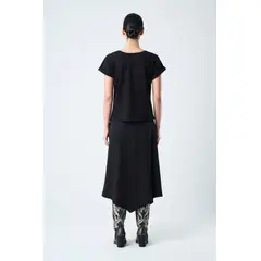 VELEZ - Vélez Camiseta Manga Corta Para Mujer Bolsillo Cuero Negro