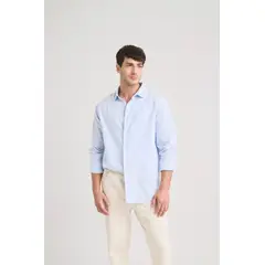 VELEZ - Vélez Camisa Oxford Manga Larga Calagua Hombre Semifitted Azul Claro