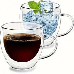 MOSTAZA - Pocillo Taza Café 100 Ml Doble Pared Vidrio Borosilicato X2 unidades
