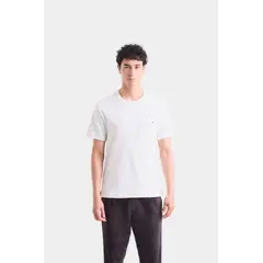 VELEZ - Vélez Camiseta En Algodón Para Hombre Bolsillo Cuero Blanco