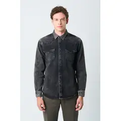 VELEZ - Vélez Sobrecamisa Alcor Manga Larga Para Hombre Semi Fitted Negro