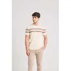 VELEZ - Vélez Camiseta Franjas 2 Tejida Para Hombre Manga Corta Arena