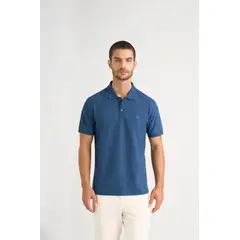 VELEZ - Vélez Polo Para Hombre Semi Fit Detalle Jacquard Azul Oscuro