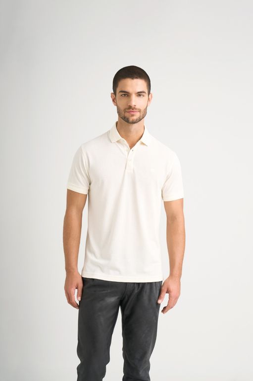 Imagen de Vélez Polo Lucca Manga Corta Para Hombre Texturizada Crema