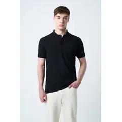 VELEZ - Vélez Polo Para Hombre Semi Fit Detalle Jacquard Negro