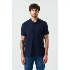 VELEZ - Vélez Polo Manga Corta Essential Para Hombre Textura Azul Oscuro