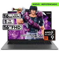ASUS - PORTÁTIL 16″ RYZEN 9 16GB RAM 1 TB SSD WUXGA GRIS + KASPERSKY