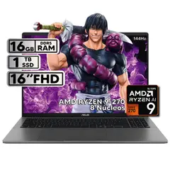 ASUS - PORTÁTIL 16″ RYZEN 9 16GB RAM 1 TB SSD WUXGA GRIS + KASPERSKY
