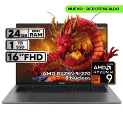 ASUS - PORTÁTIL 16″ RYZEN 9 24GB RAM 1TB SSD WUXGA GRIS + KASPERSKY