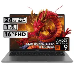 ASUS - PORTÁTIL 16″ RYZEN 9 24GB RAM 1TB SSD WUXGA GRIS + KASPERSKY