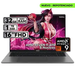 ASUS - PORTÁTIL 16″ RYZEN 9 32GB RAM 1 TB SSD WUXGA GRIS + KASPERSKY