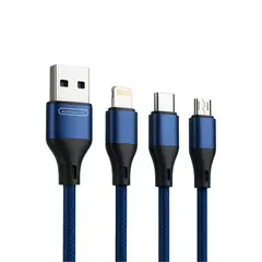 TECH - Cargador 3 En 1 Carga Rápida Usb/lighting/microusb/usb-c- Azul