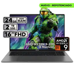 ASUS - PORTÁTIL 16″ RYZEN 9 24 GB RAM 2TB SSD WUXGA GRIS + KASPERSKY