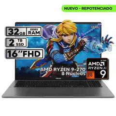 ASUS - PORTÁTIL 16″ RYZEN 9 32GB RAM 2TB SSD WUXGA GRIS + KASPERSKY
