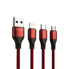 TECH - Cargador 3 En 1 Carga Rápida Usb/lighting/microusb/usb-c- Rojo