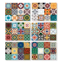 POR EJEMPLO DISEÑO Y DECORACION - 6 Individuales De Mesa Baldosas Oscuras