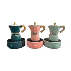 MILOPTS - Cafetera Moka Italiana Con Base Calentadora Eléctrica ROJA