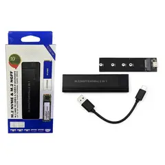 GENERICO - Caja Externa Case Ssd M.2 Disco Solido Usb 3.1 Nvme Y Ngff Negro