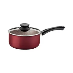 TRAMONTINA - Olla Paris en Aluminio con Revestimiento Interno y Externo Antiadherente Starflon Max Rojo con Tapa de Vidrio 16 cm 1,5 L