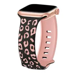 GENERICO - Pulso Manilla Animal Print Apple Watch 42 44 45 4649mm Negro Rosa