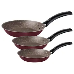 TRAMONTINA - Juego de Sartenes Turim en Aluminio con Revestimiento Interno y Externo Antiadherente Starflon Max Rojo 3 Piezas