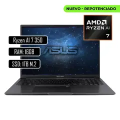 ASUS - PORTATIL AMD RYZEN AI 7 350 RAM 16GB DDR5 SSD 1TB 16" WUXGA