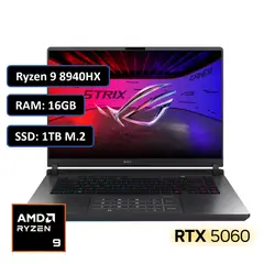 ASUS - PORTATIL ROG STRIX RYZEN 9 8940HX RAM 16GB DDR5 SSD 1TB M.2 RTX 5060 8GB