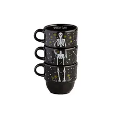 CORONA - Set 3 Pocillos Apilables Halloween Esqueleto 201.4ml