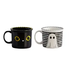 CORONA - Set x 2 Mug Halloween Gato Negro + Fantasma 280ml