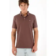 TENNIS - Polo con mini raqueta café para hombre