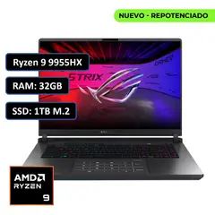 ASUS - PORTATIL STRIX G18 AMD RYZEN 9 9955HX RAM 32GB DDR5 SSD 1TB RTX 5070 8GB