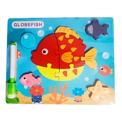 GENERICO - Rompecabezas Didactico Con Tablero Figuras + Marcador