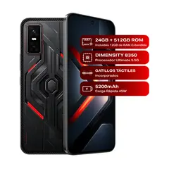 INFINIX - Gt 30 Pro 5G 512Gb 12+12Gb Negro Ram Combo Gamer Fan + Case