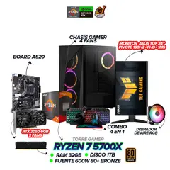 AMD - Pc Gamer Ryzen 7 5700X / RTX 3050 6GB / 32GB RAM / 1TB SSD / Monitor 24” 180Hz