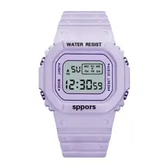 DIGITAL - RELOJ LILA CUADRADO DEPORTIVO PARA MUJER + CAJA